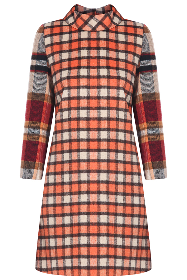 Đầm dạ dài tay Colleen Shift Dress/ Orange-Black Block