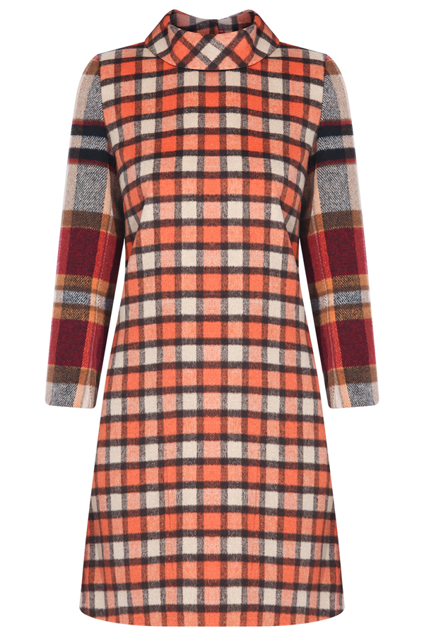 Đầm dạ dài tay Colleen Shift Dress/ Orange-Black Block