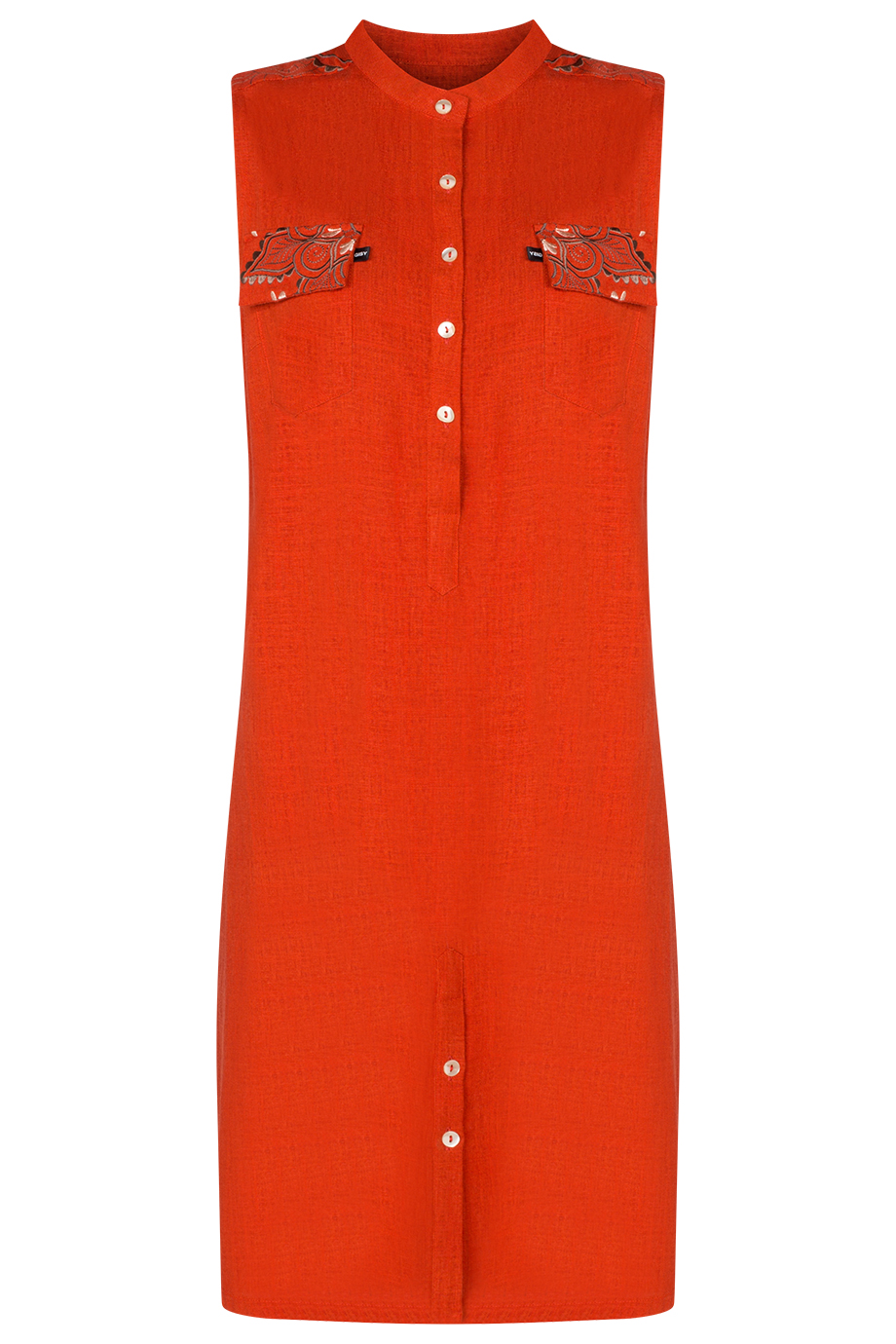 Michelle Embroidered Short Shirt Dress/ Red Orange