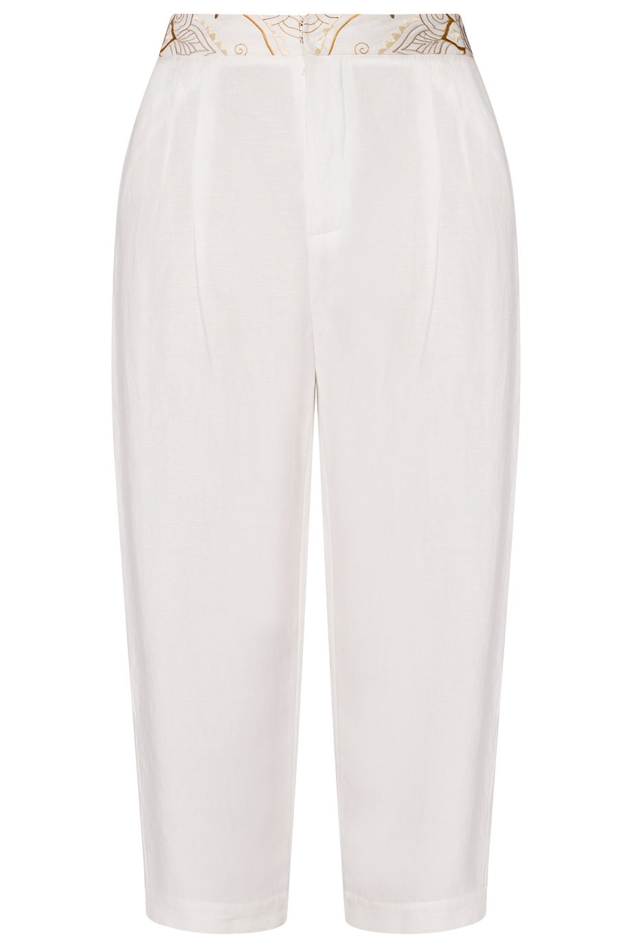 Michelle Linen Capri Pants/ White