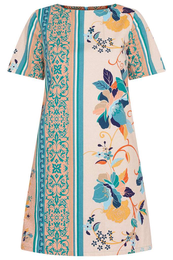 Đầm Clover Shift Dress/ Beige-Teal-Blue