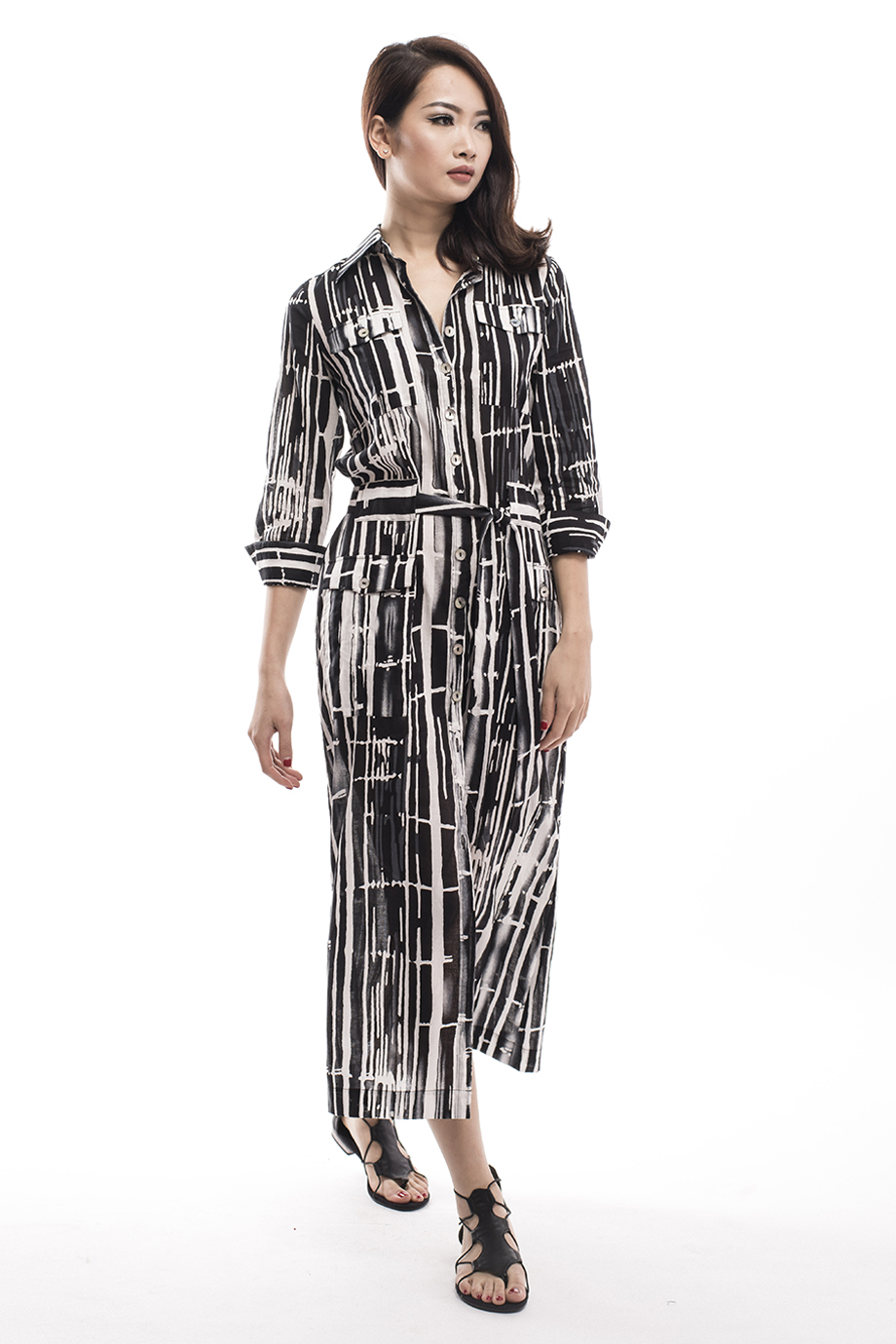 Đầm Bamboo Long-sleeved Maxi Dress/ BW