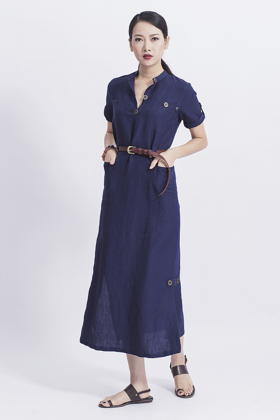 Đầm Tobago Maxi Shirt Dress/ Navy