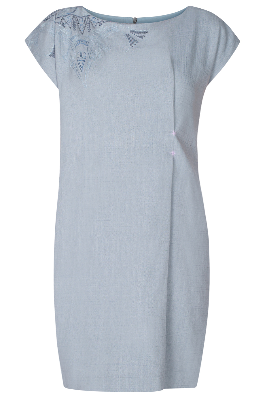 Vita Asymmetric Embroidered Dress/ Ice Blue