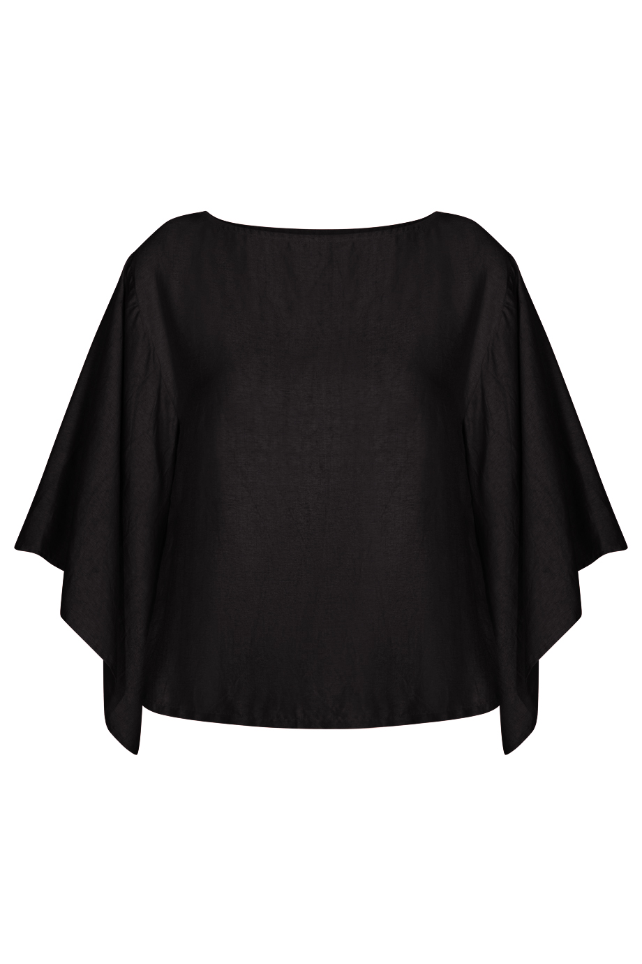 Áo lụa Vita Kimono Sleeves Silk  Blouse/ Black Satin