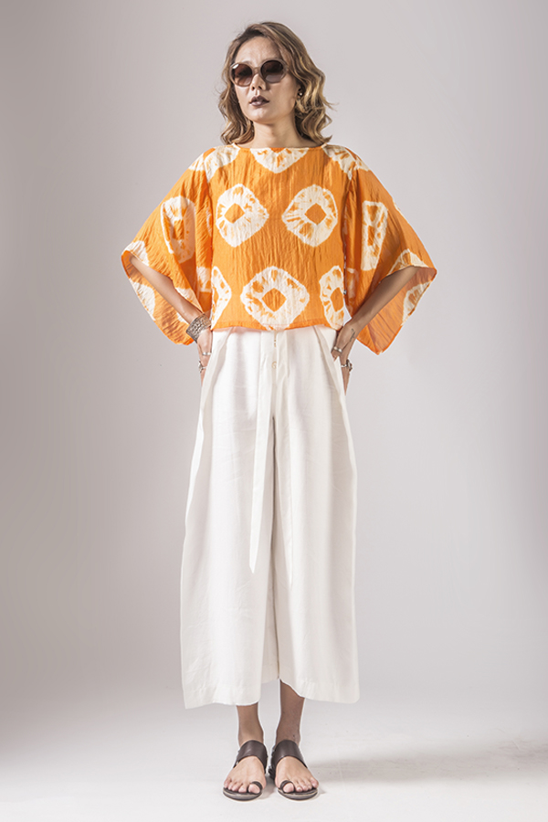 Vita Kimono Sleeves Silk Blouse/ Fire