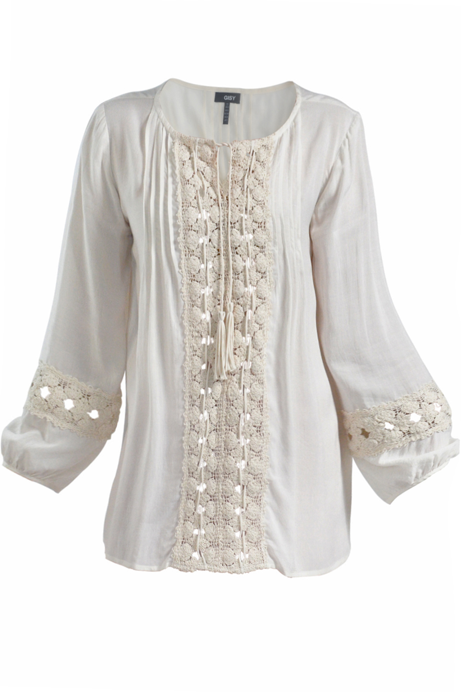 Áo Lacey Lace Trim Blouse/ Cream White