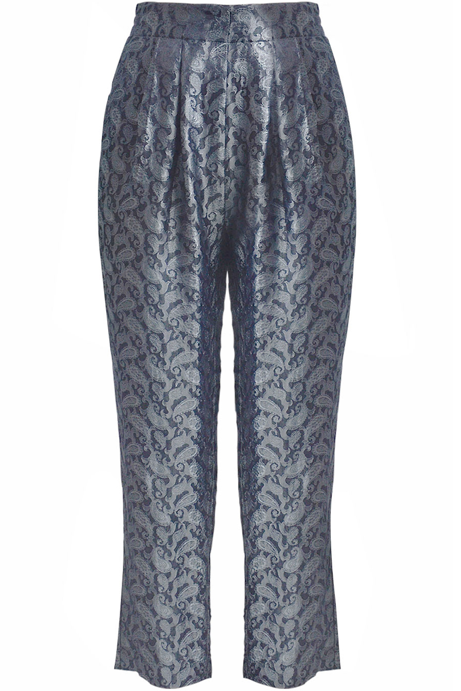 Quần ngủ lụa tơ tằm dài Brynn No.1 Silk Pajama Carrot Pants/ Grey Paisley