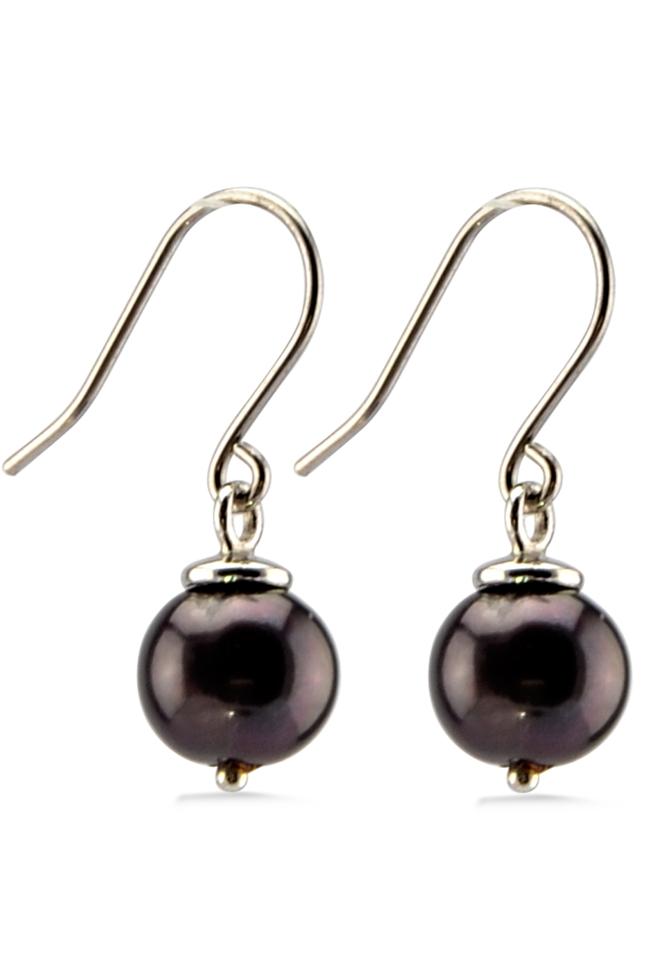 Pearl Drop Silver 925 Fish Hook Earings/ Black