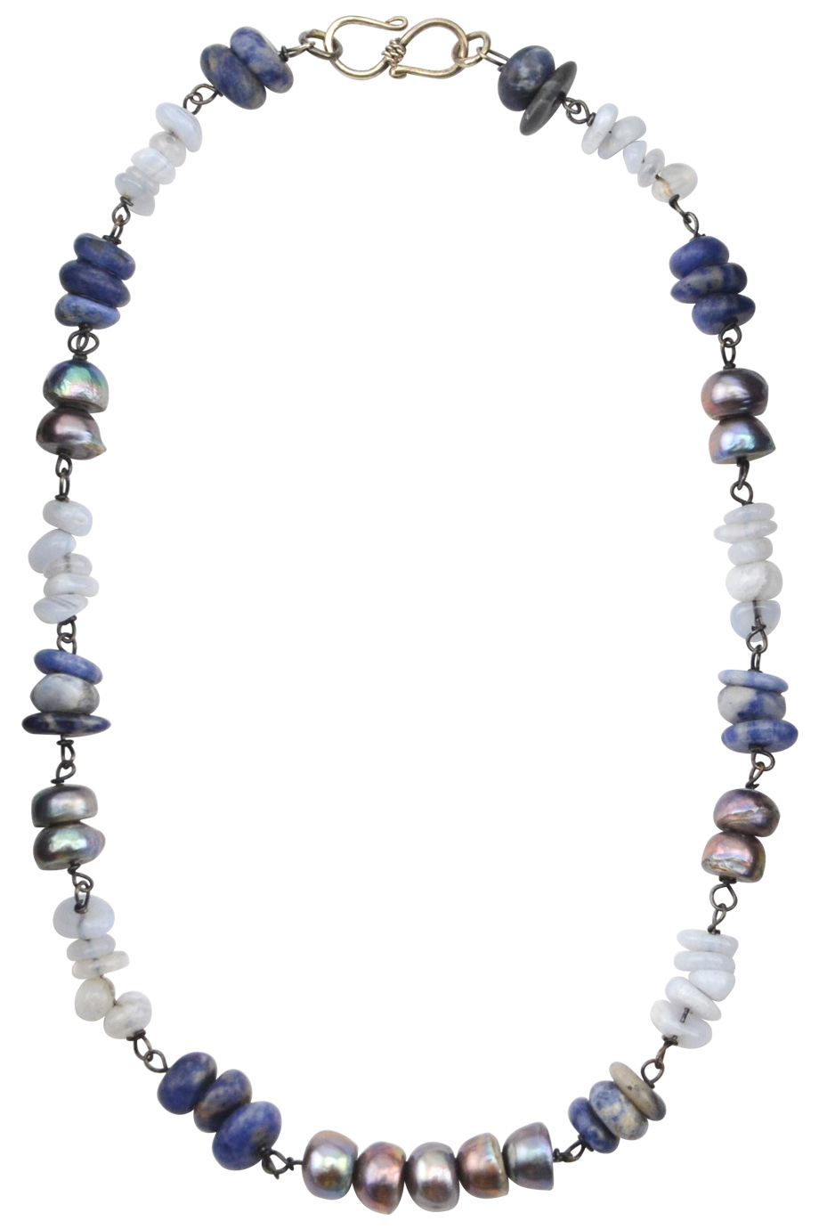 Vòng cổ Melanie Lapis Pearl Aqua & Silver Necklace