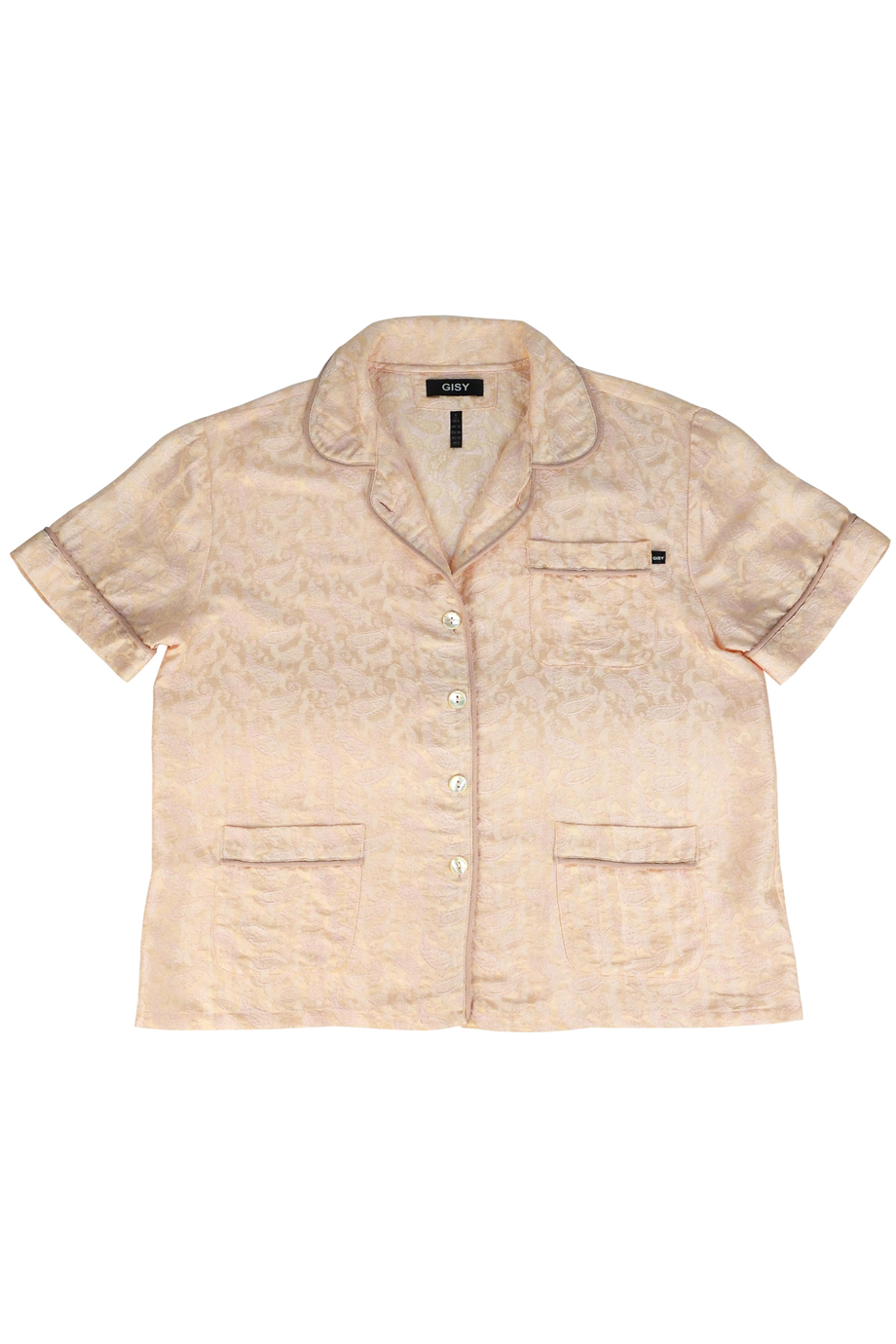 Áo lụa Francessa No.1 Silk Short-sleeved Pajama Top / Paisley Pink N034