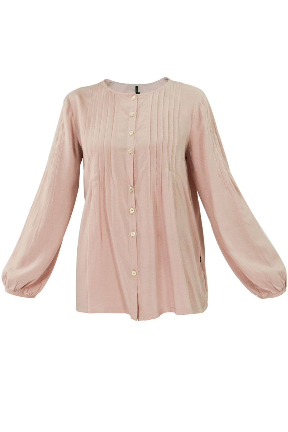 Áo sơ mi  Pleated Puff-sleeves Button-up Blouse/ Rose 2123