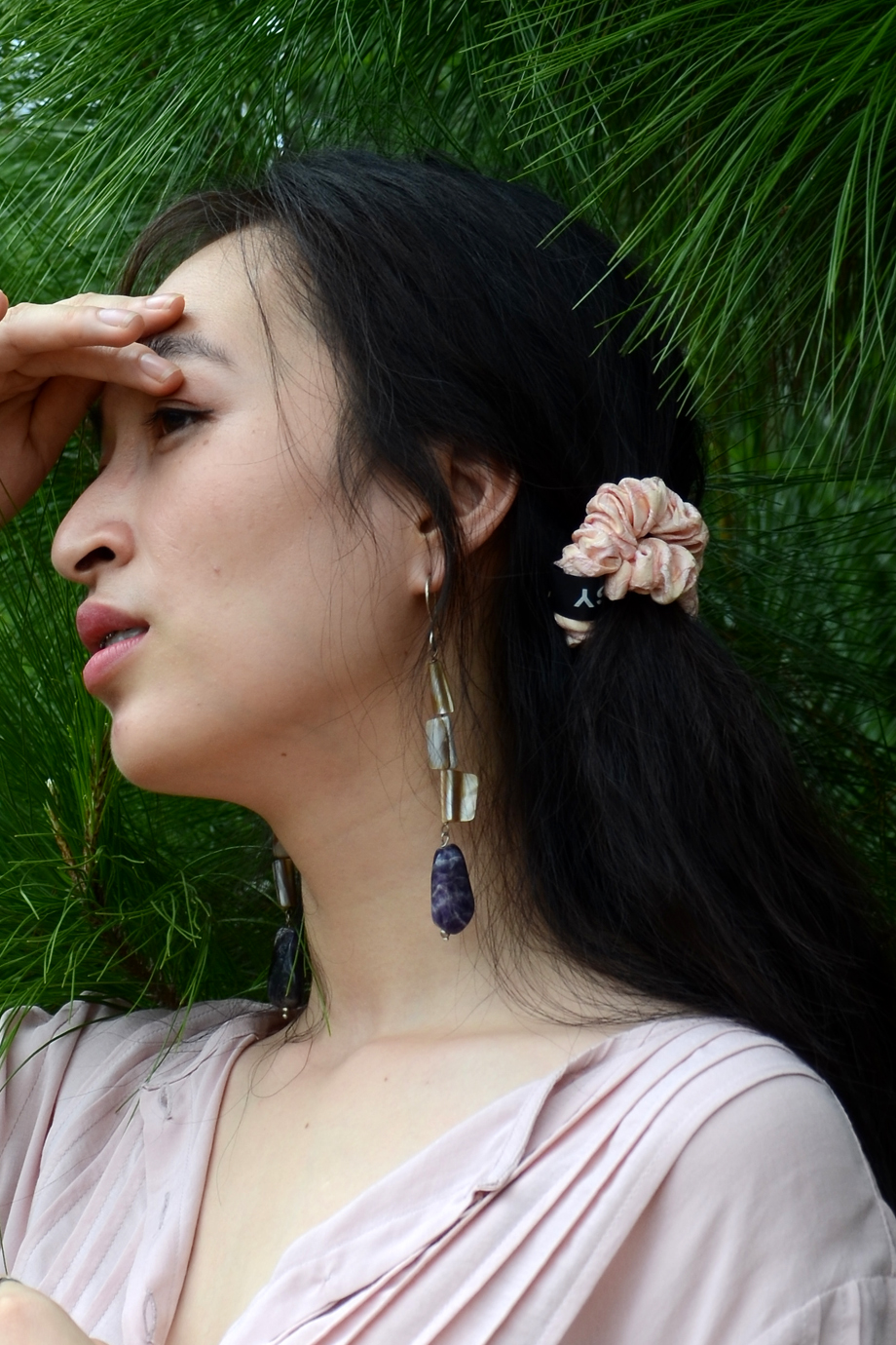 Bông tai Bell Amethyst Mother of Pearl Earings No.54