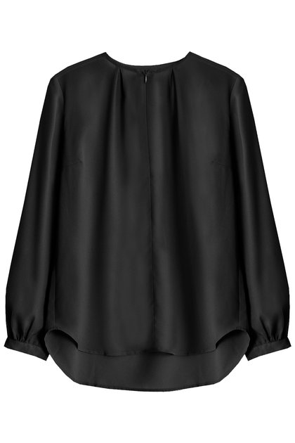 Lynn Blouse/ Black- Áo sơ mi cổ bí khóa trước tay dài mềm đen