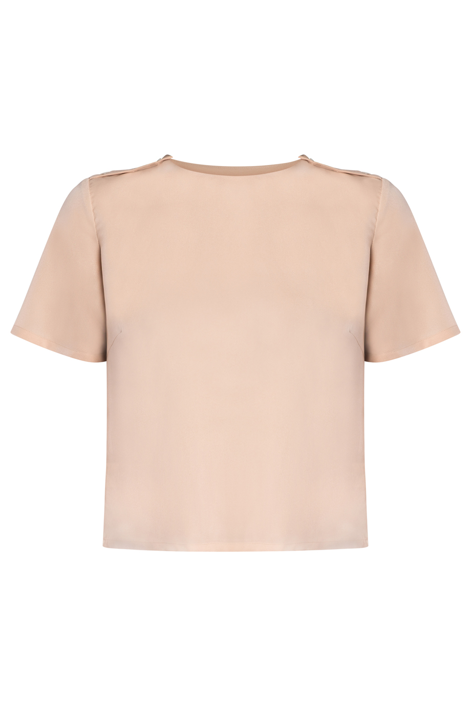 Áo cổ thuyền cộc tay khuy vai dáng lửng màu be - Grace Short Sleeves Crop Top/ Beige