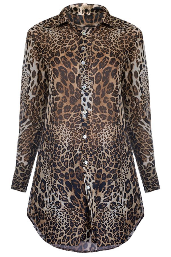 Áo sơ mi dáng dài Lennon Tunic Blouse/ Animal Print