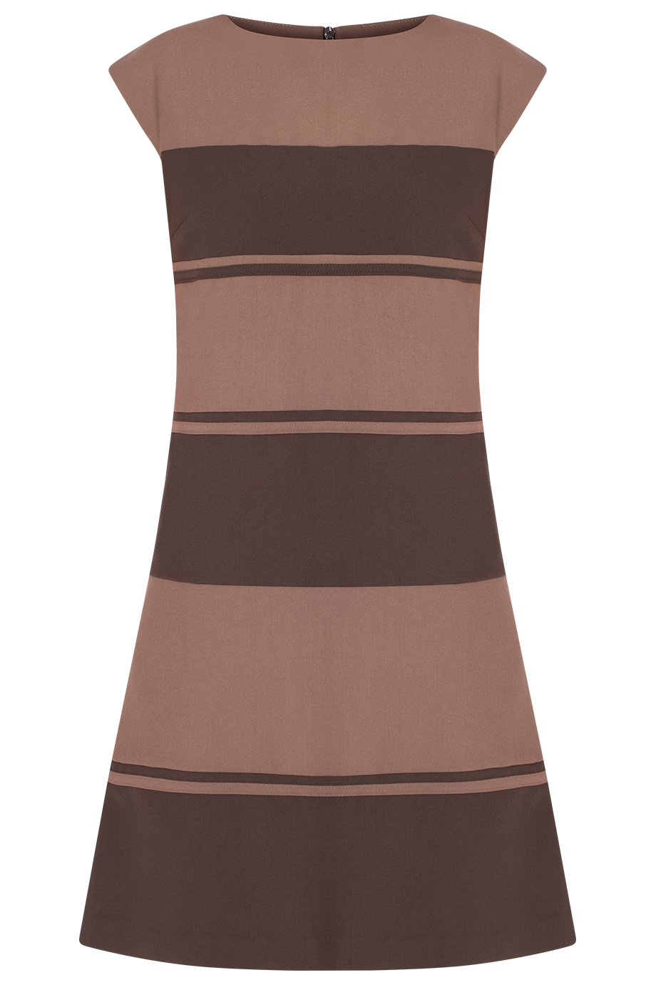 Gari Patched Shift Dress/ Coffee Stripe