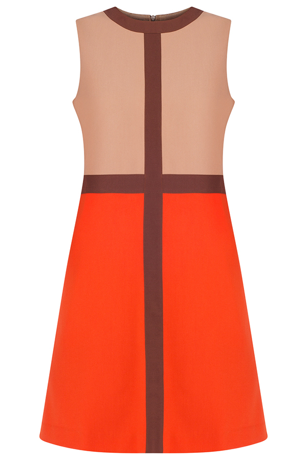 Lori A-line Dress/ Orange-Beige-Brown