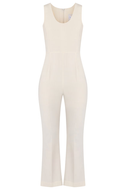 Bộ áo liền quần sát nách ống loe màu trắng kem - Grace Jumpsuit/ Cream White
