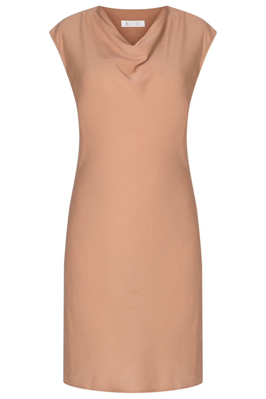 Đầm tay ngắn cổ đổ chân bút chì màu nâu cát - Isabelle Cowl Neck Dress/ Sandcastle