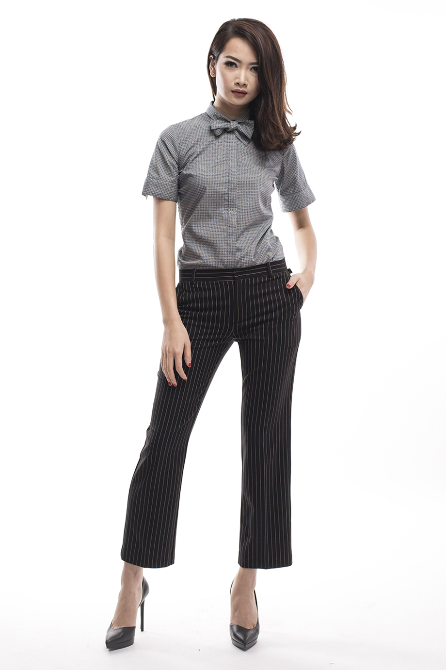 Madison Bow Tie Shirt/ Short/ Grey Daisy