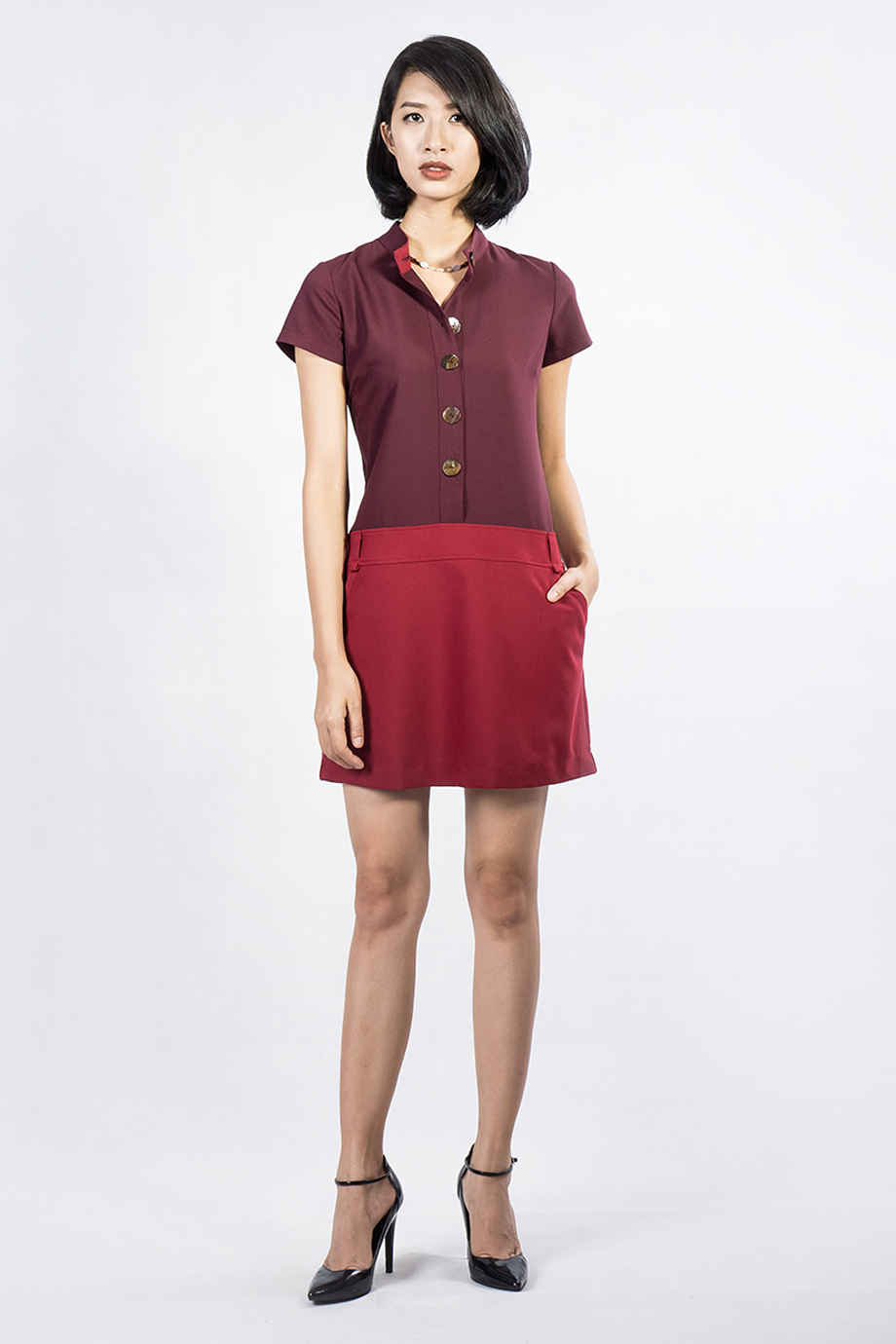 Jacqueline Shift Dress/ Marsala