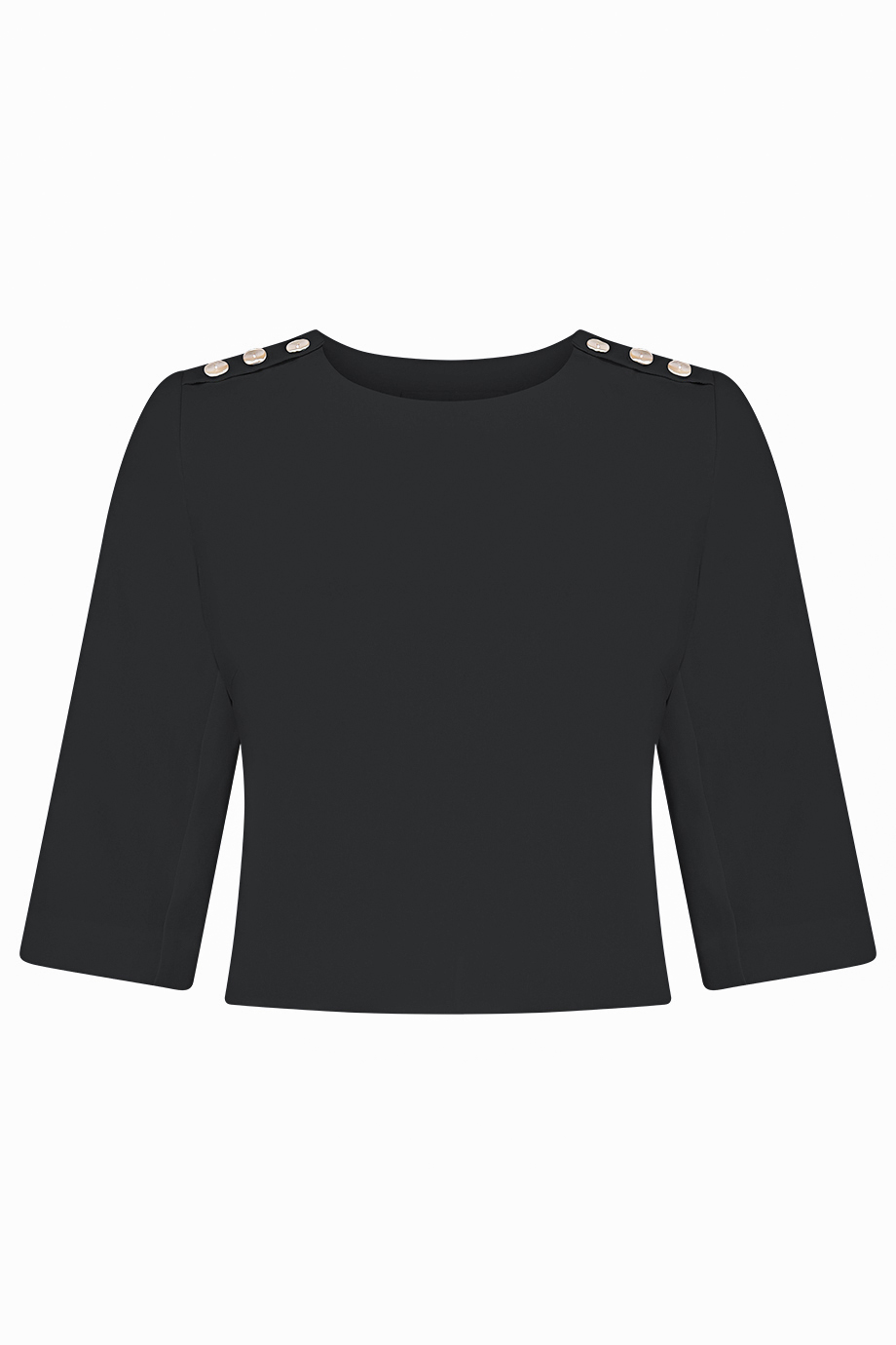 Grace 3/4 Sleeves Crop Top/ Black