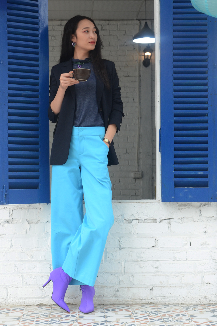 Quần Brynn Wide-leg Pants/ Turquoise