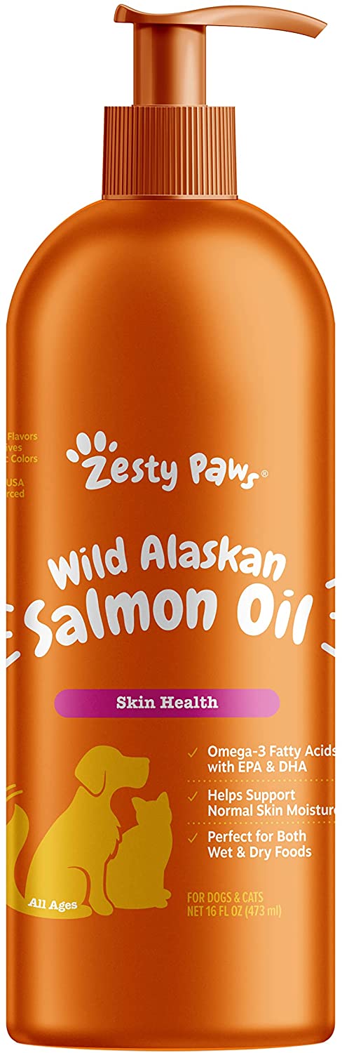 Dầu Cá Bổ Sung Omega Hỗ Trợ Làm Đẹp Lông Cho Thú Cưng Zesty Paws Wild Alaskan Salmon Oil Skin & Coat 473ml