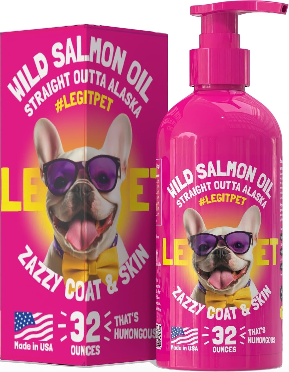 WILD SALMON OIL - Dầu Cá Hồi Nguyên Chất, Bổ Sung Omega 3 6 9 DHA, Chăm Sóc Da Lông, Khớp, Não, Mắt,...32oz