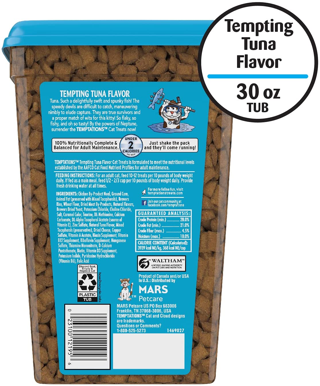 TEMPTATIONS Crunchy and Soft Cat Treats - Tempting Tuna Flavor 860gr