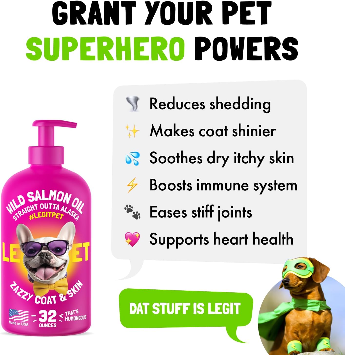 WILD SALMON OIL - Dầu Cá Hồi Nguyên Chất, Bổ Sung Omega 3 6 9 DHA, Chăm Sóc Da Lông, Khớp, Não, Mắt,...32oz