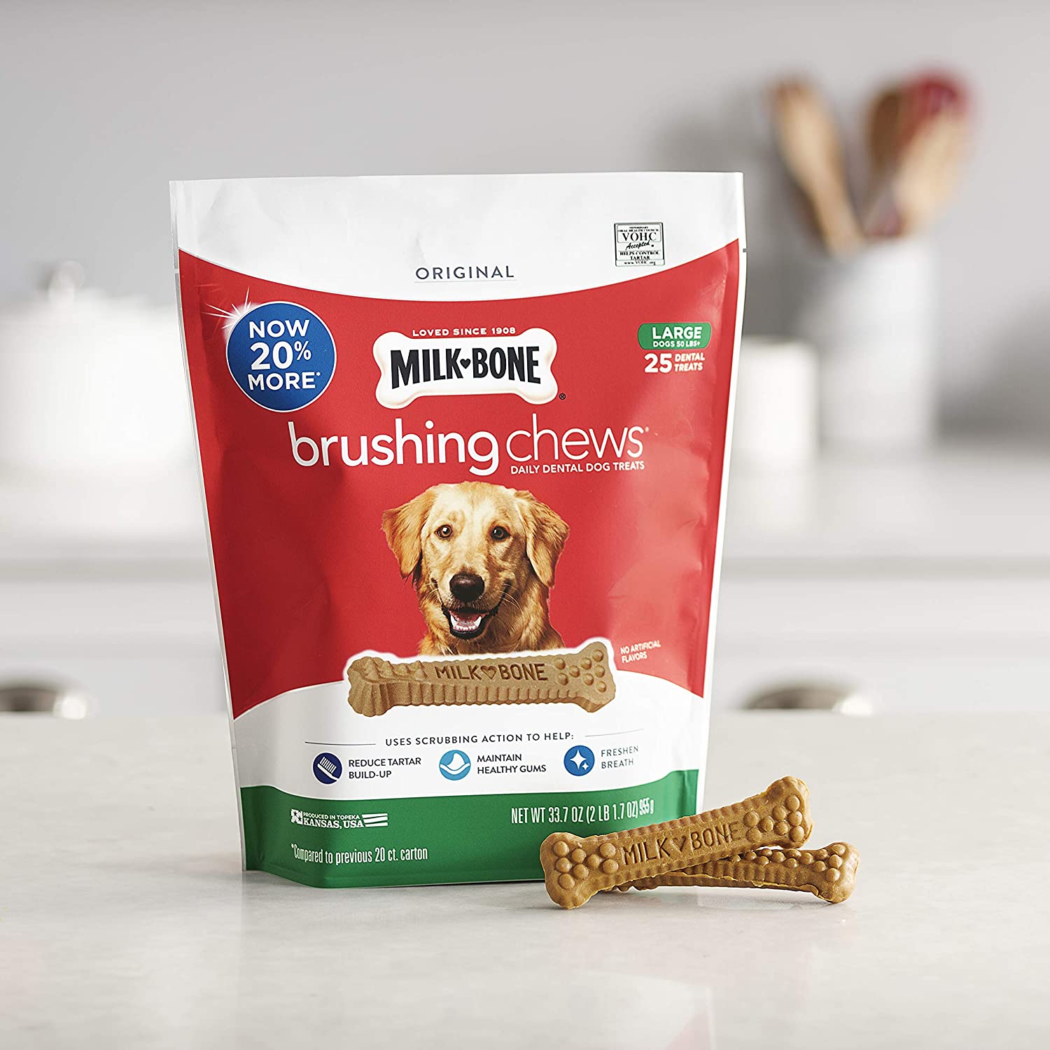 MilkBone Brushing Chews Daily Dental Large Dog Treats 686g PET