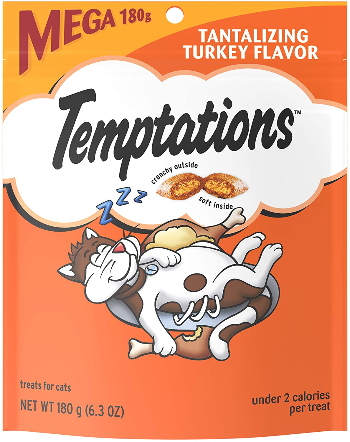 TEMPTATIONS Crunchy and Soft Cat Treats - Tantalizing Turkey Flavor 180gr