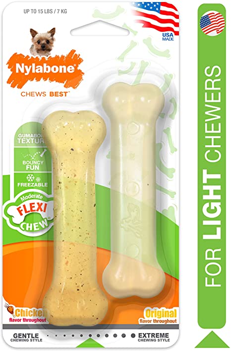 Nylabone Chicken and Original Flavor Dog 2 Bones Per Pack