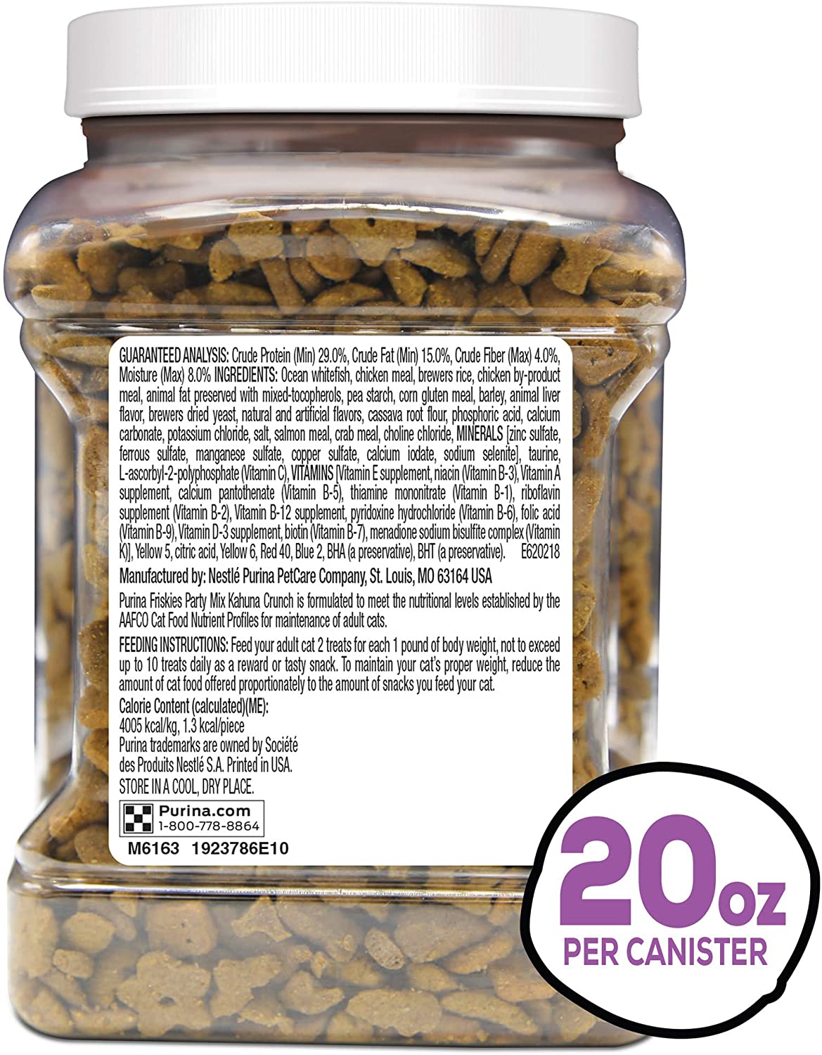 Bánh thưởng cho mèo - Friskies Party Mix Adult Cat Treats Canisters – Real Ocean Whitefish 850g