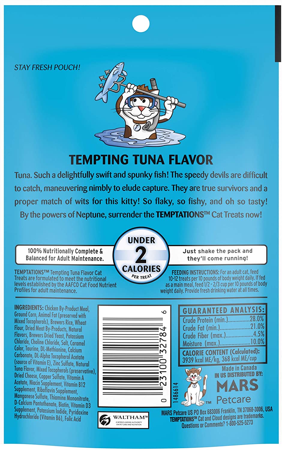 TEMPTATIONS Crunchy and Soft Cat Treats - Tempting Tuna Flavor 85gr