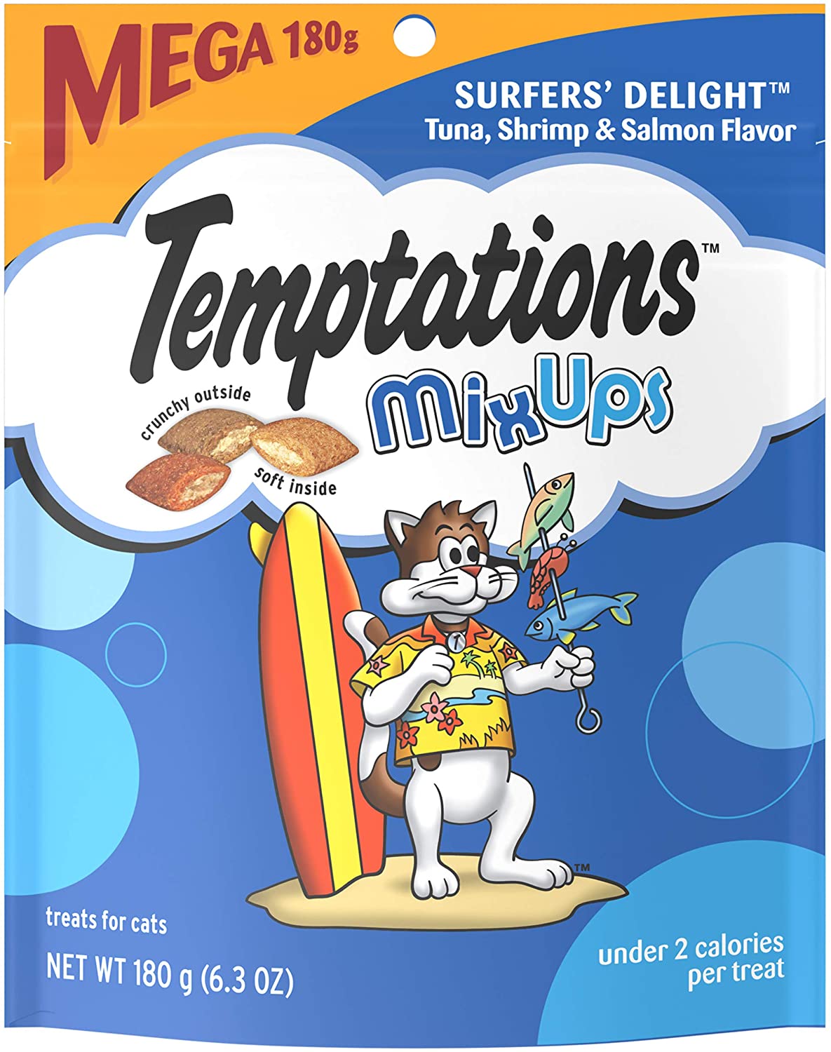 TEMPTATIONS MIX-UPS Crunchy and Soft Cat Treats - Surfers