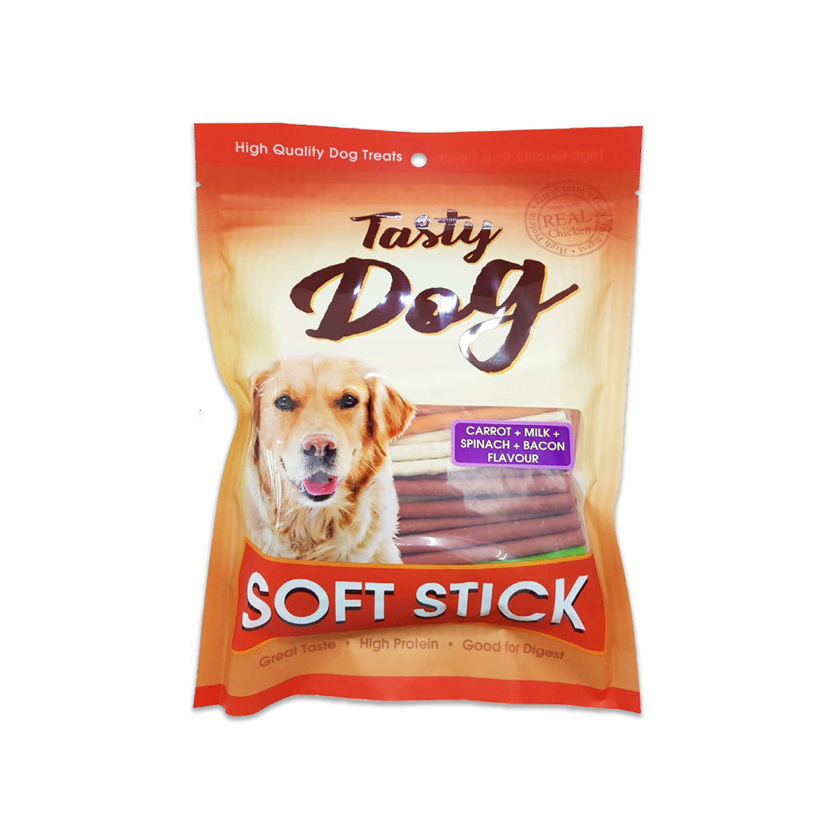 PET8 JST20 - Tasty Dog Soft Stick - Mix: Cà Rốt, Sữa, Rau, Thịt Xông Khói (Carrot,Milk,Spinach,Bacon) 450g
