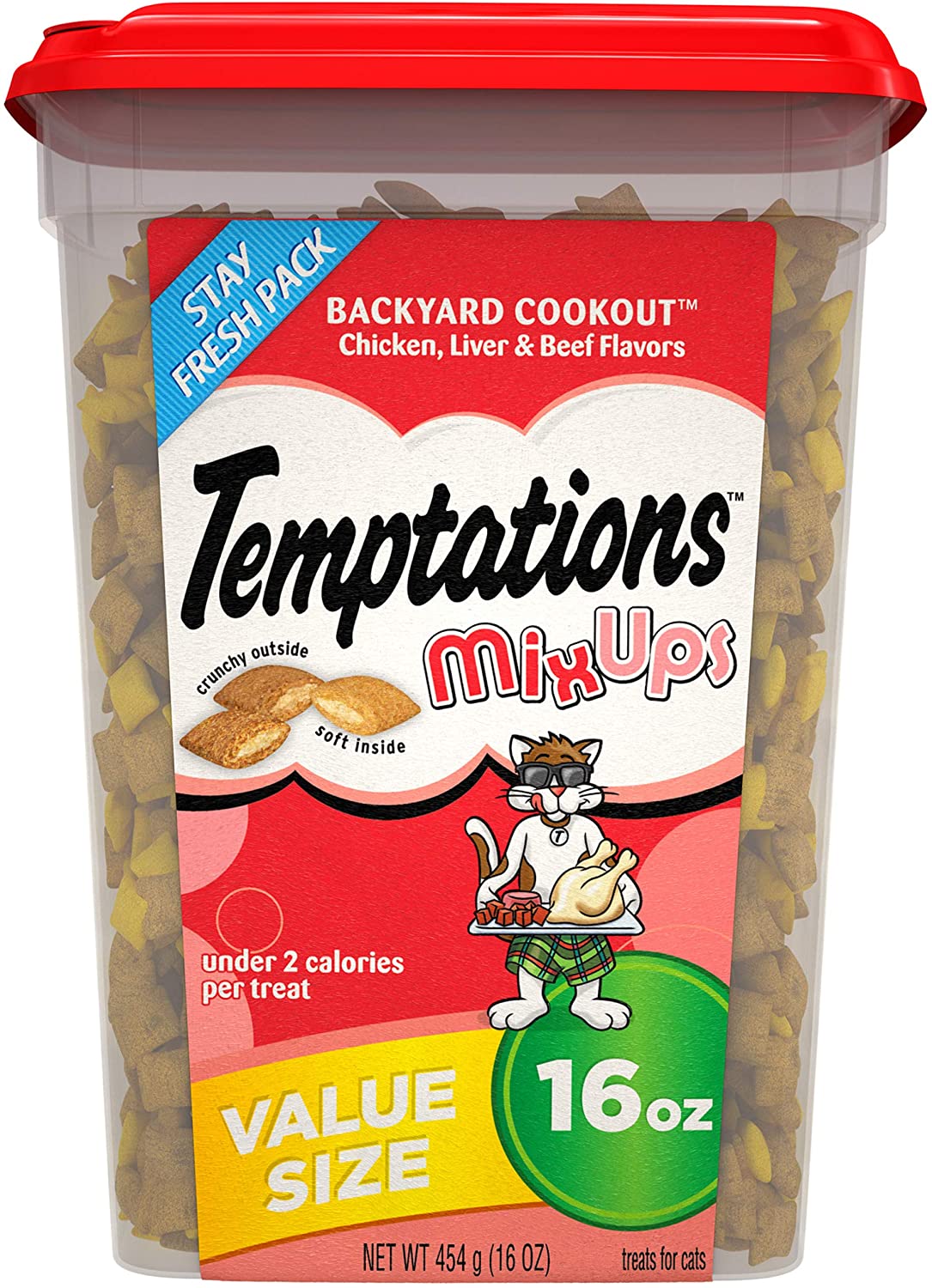 TEMPTATIONS MIX-UPS Crunchy and Soft Cat Treats - Backyard Cookout 454g