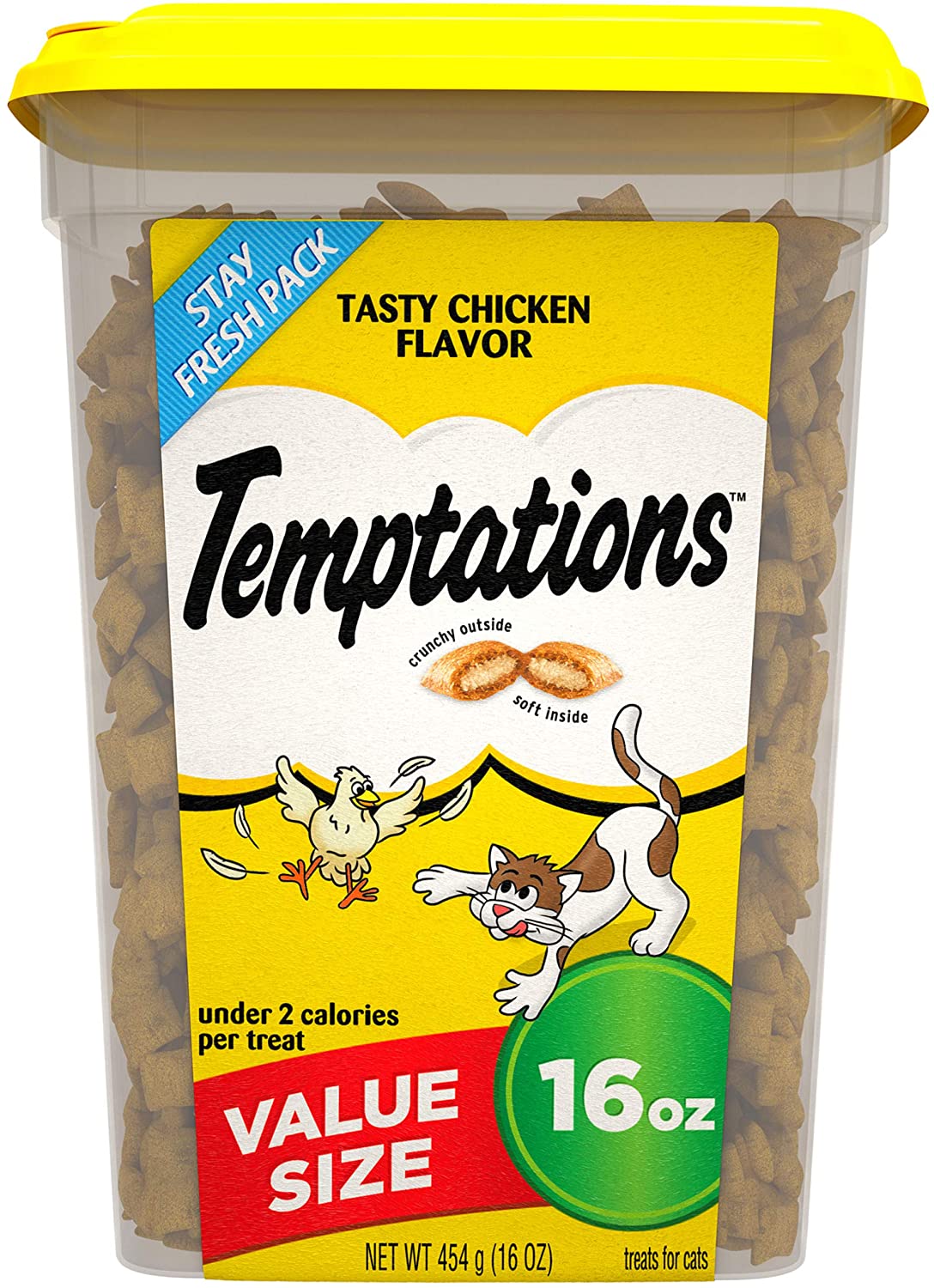 TEMPTATIONS Crunchy and Soft Cat Treats - Tasty Chicken Flavor 454gr