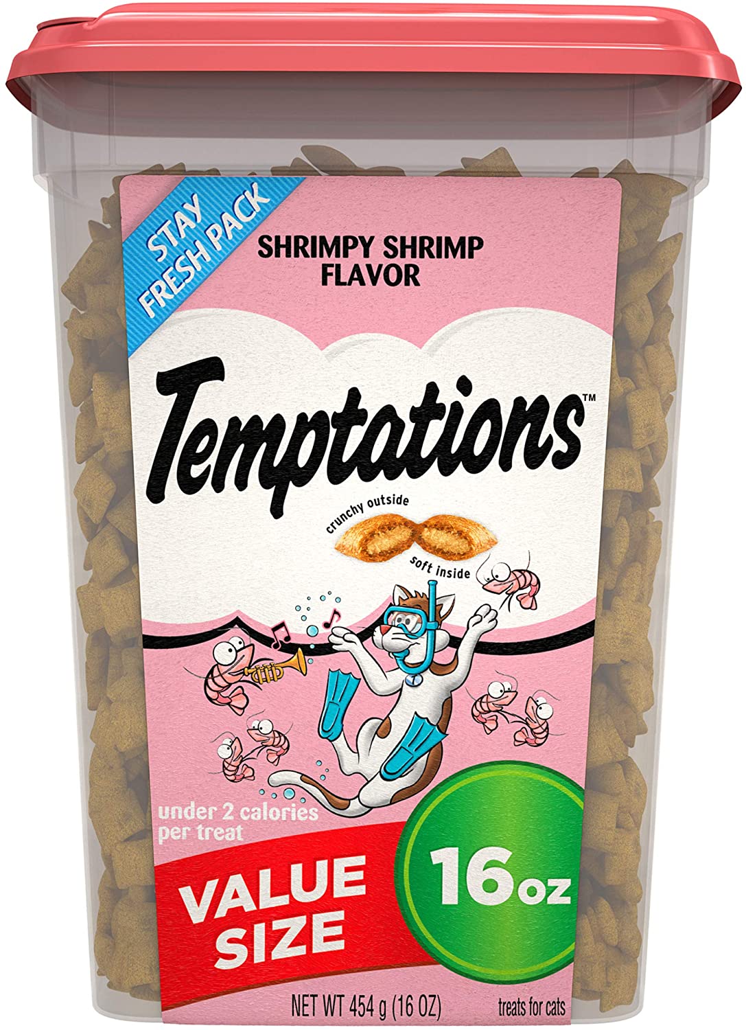 TEMPTATIONS Crunchy and Soft Cat Treats - Shrimpy Shrimp Flavor 454g