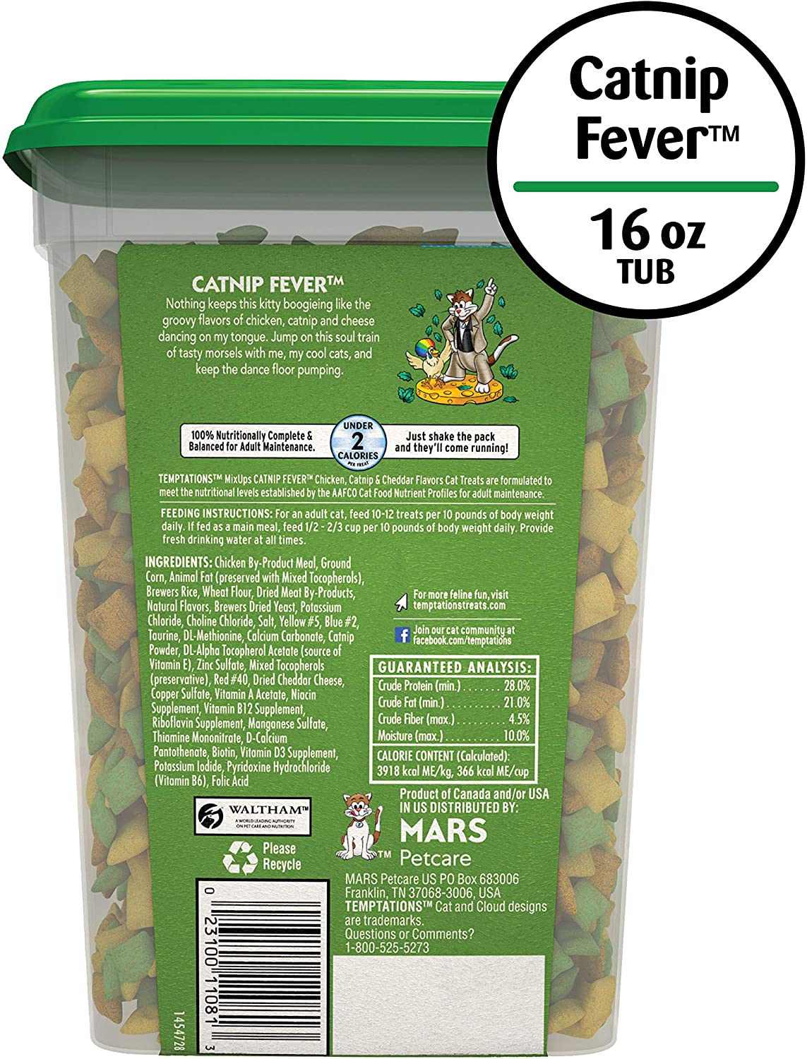 TEMPTATIONS MIX-UPS Crunchy and Soft Cat Treats - Catnip Fever 454gr