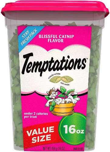 TEMPTATIONS Crunchy and Soft Cat Treats - Blissful Catnip Flavor 454gr