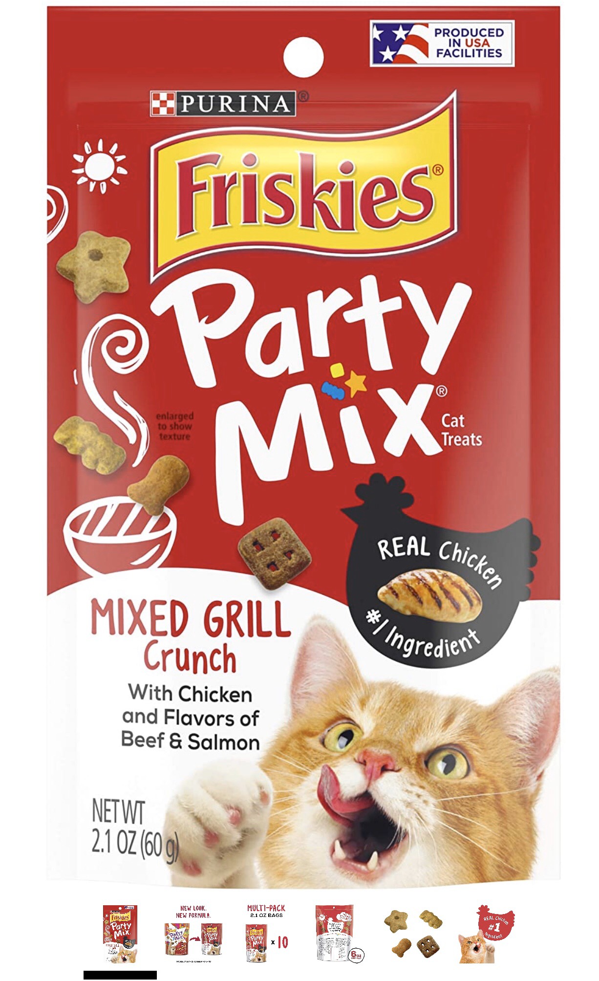 Bánh thưởng cho mèo - Friskies Party Mix Mixed Grill Crunch 60g - Hàng Mỹ