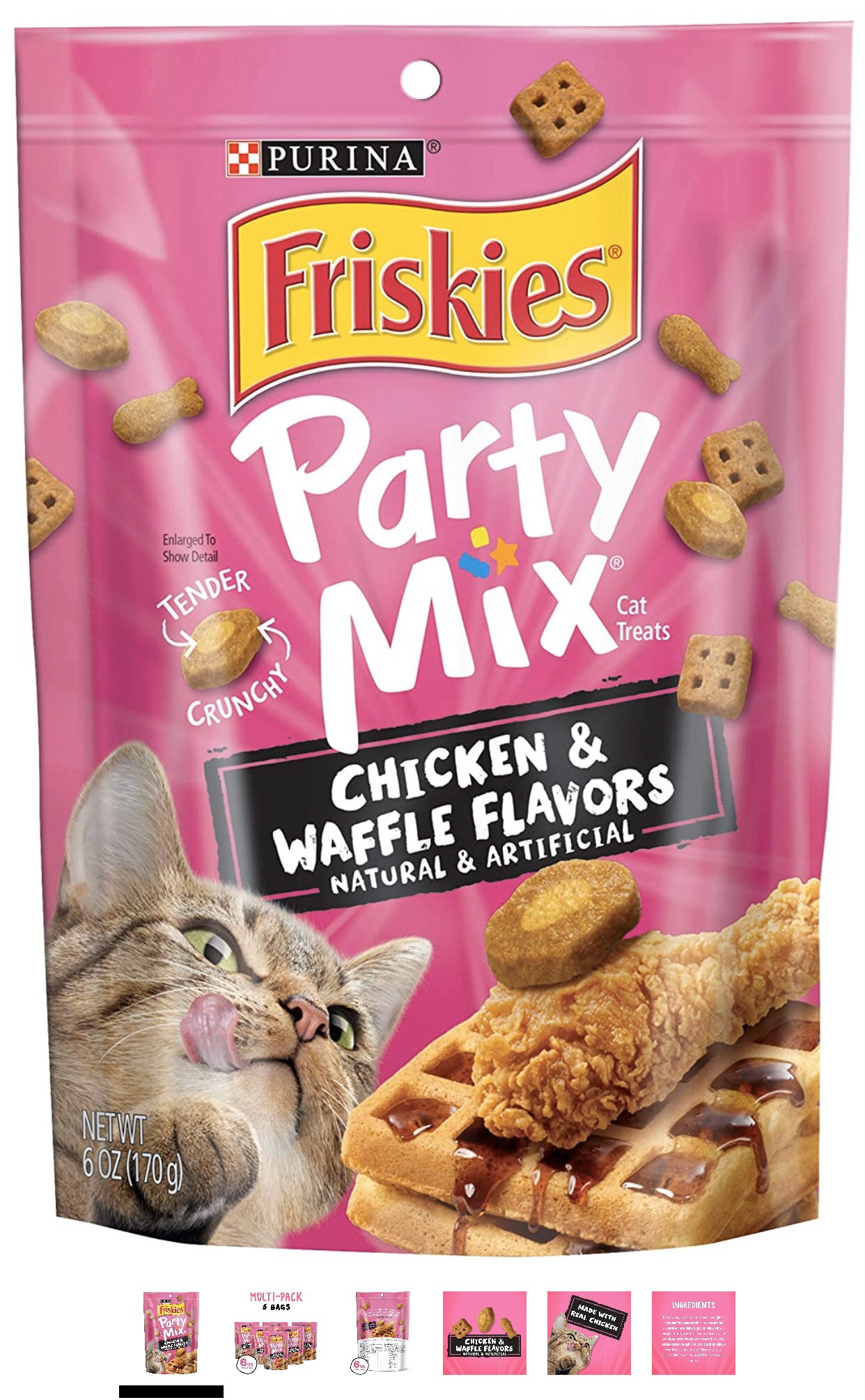 Bánh thưởng cho mèo - Friskies Party Mix Chicken & Waffle Flavors 60g