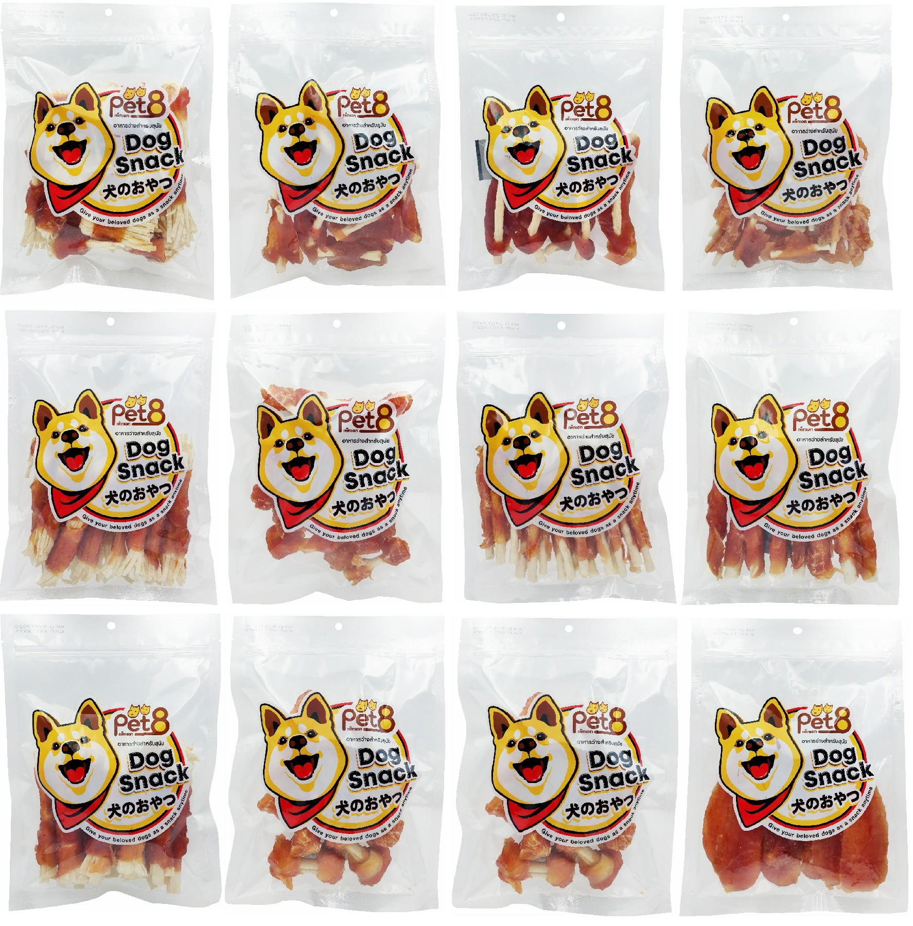 Pet8 JJA13 Fish Mini Strap Wrapped Chicken Jerky - Cá Khô Gà Quấn Sợi Cá Lớn 170G