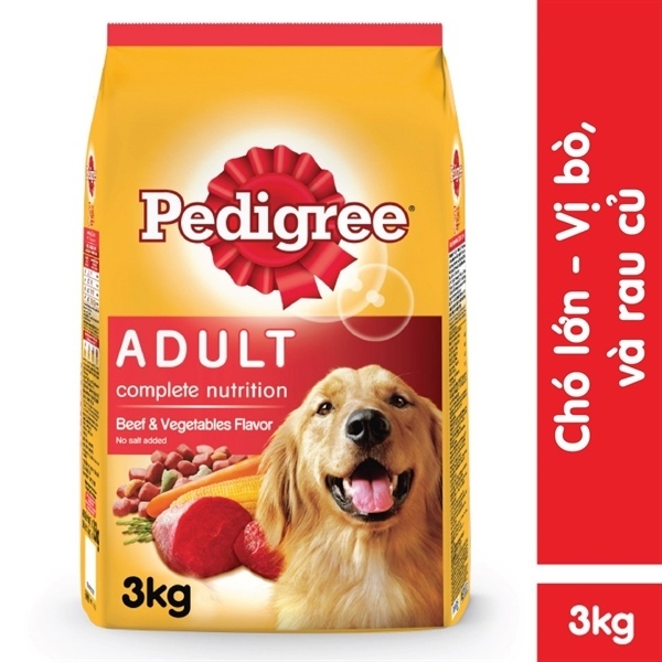 Pedigree Beef & Vegetables- Thức ăn cho chó lớn - Vị Bò và Rau củ 1.5KG, 3KG