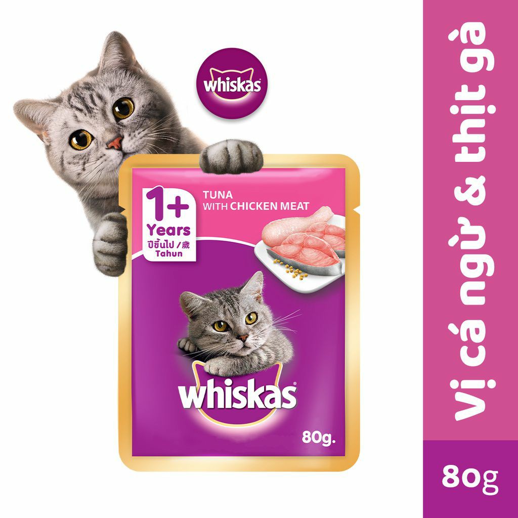 Pate Whiskas Cho Mèo - Vị Cá Ngừ & Gà 80g