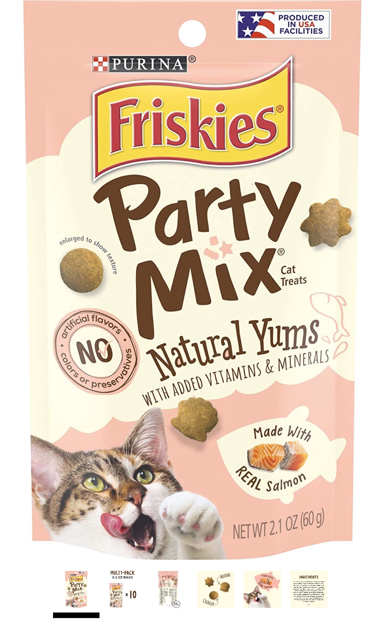 Bánh thưởng cho mèo - Friskies Party Mix Made With Real Salmon 60g